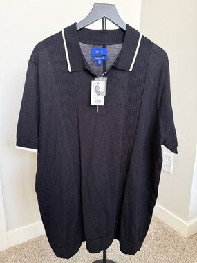 Apt. 9 Black Polo Shirt with White Trim